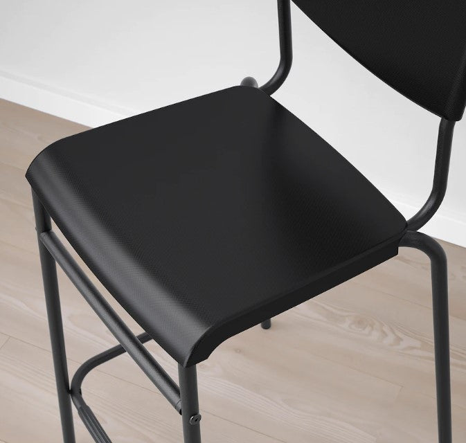 STIG Bar stool with backrest, black/black, 63 cm Likea projects limited