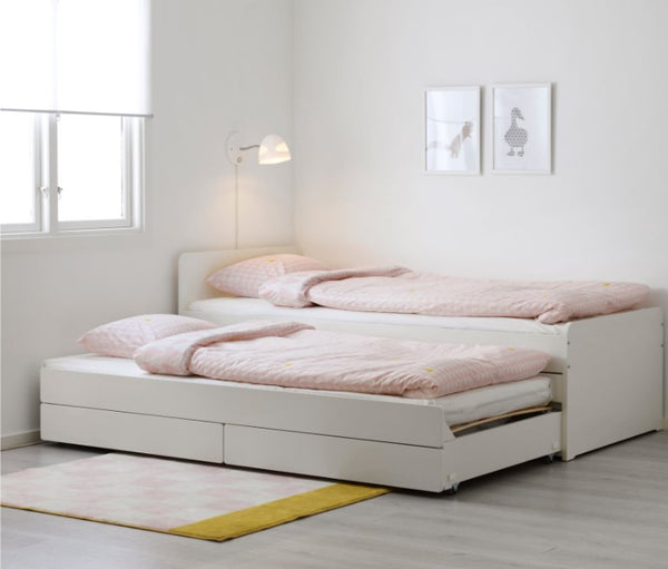 SLAKT bed frame with underbed and storage