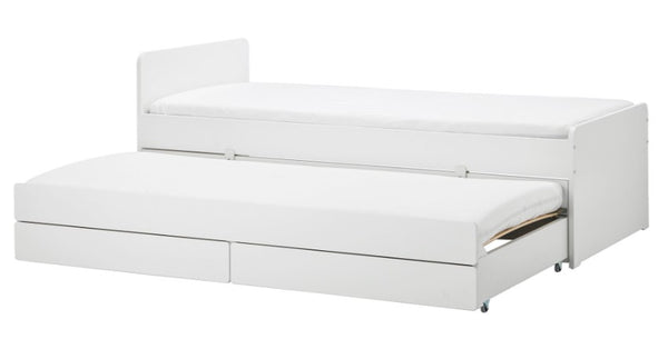 SLAKT bed frame with underbed and storage