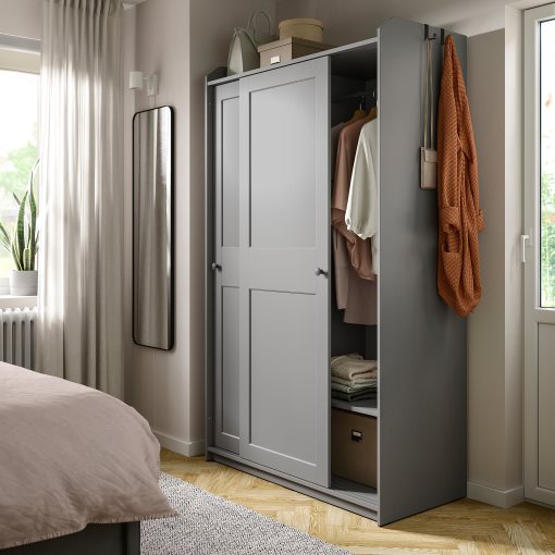 HAUGA wardrobe with sliding doors, 118x55x199 cm