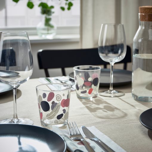 SOMMARFLOX glass/patterned stones/4 pack, 30 cl