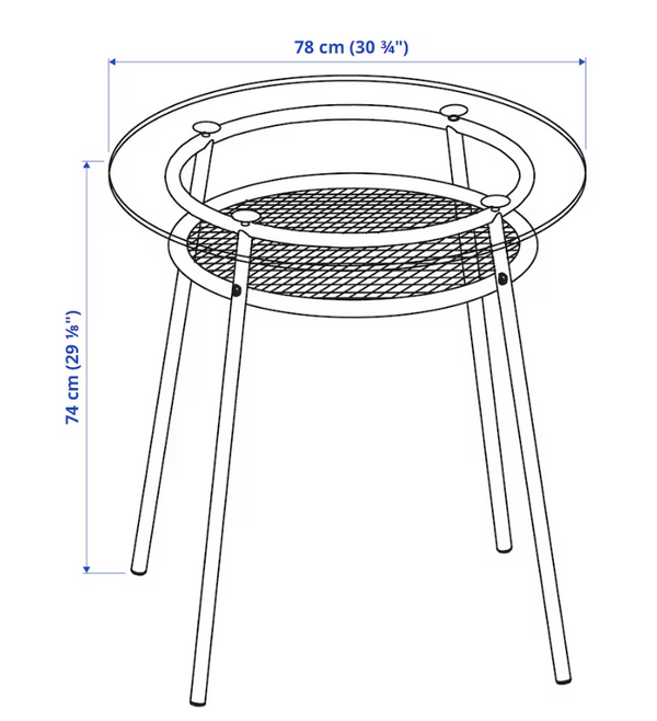 ALLSTA Table, glass/metal black