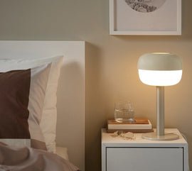 BLASVERK Table lamp, beige, 36 cm