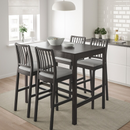 EKEDALEN Bar stool with backrest, dark brown/Orrsta light grey, 75 cm