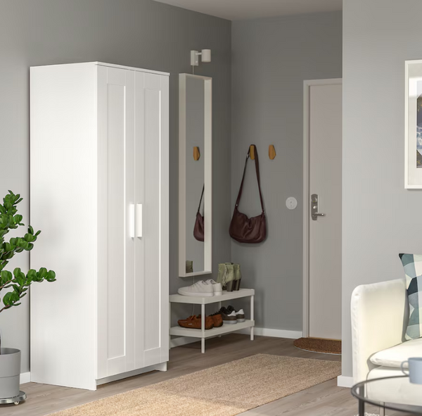 BRIMNES Wardrobe with 2 doors, white, 78x190 cm