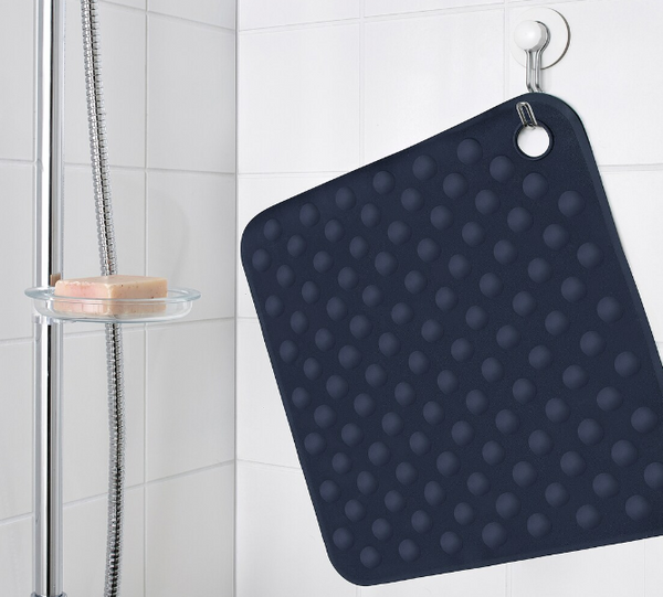 BLÅSJÖN Shower mat, dark blue, 50x50 cm