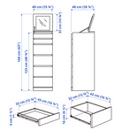 MALM Chest of 6 drawers, white/mirror glass, 40x123 cm