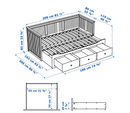 HEMNES Day-bed with 3 Storage, White, 80x200 cm