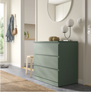 MALM Chest of 3 drawers, grey-green, 80x78 cm