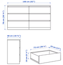 MALM Chest of 6 drawers, grey stained, 160x78 cm