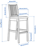 EKEDALEN Bar stool with backrest, dark brown/Orrsta light grey, 75 cm