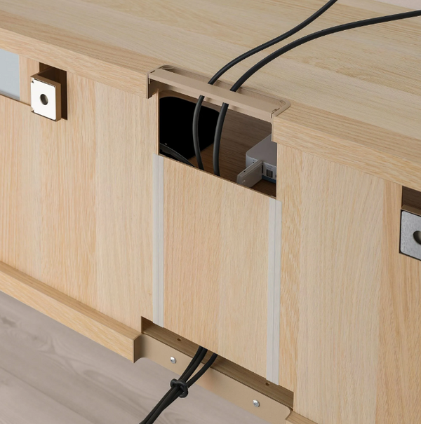 BESTÅ tv bench frame, white stained oak effect, 180x40x38 cm
