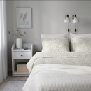 SORGMANTEL Duvet cover and pillowcase, white/green, 150x200/50x60 cm