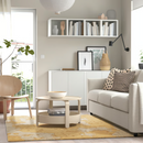 RINGKLOCKA Rug, low pile, yellow/off-white, 160x230 cm