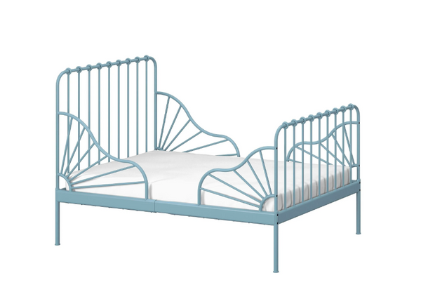 MINNEN extendable bed, grey/blue, 80x200 cm