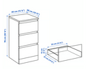 MALM Chest of 3 drawers, black-brown, 40x78 cm