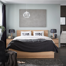 MALM double bed, white stained oak veneer, 160x200 cm/MALM bedside drawer, white stained oak veneer, 200 cm, 2 pack