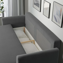 BRISSUND 3-seat sofa-bed, Hakebo dark grey