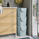 TRÖSKNING Bin with lid, light grey-blue, 25 l