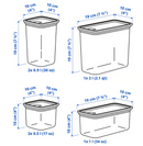 KORALLVIPPA Dry food jar with lid, set of 6, transparent