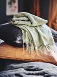 HOLMVI throw, light grey-green, 120x160 cm