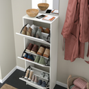 BISSA Shoe cabinet with 3 compartments, white, 49x28x135 cm