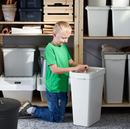 HALLBAR Bin with lid, light grey, 22 L
