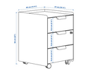 TROTTEN Drawer unit w 3 drawers on castors, anthracite