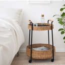 LUBBAN side table on castors, rattan-anthracite