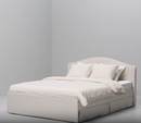 RAMNEFJÄLL double bed frame/RAMNEFJÄLL bed cover, kilanda light beige, 160x200 cm