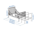 MINNEN extendable bed, grey/blue, 80x200 cm