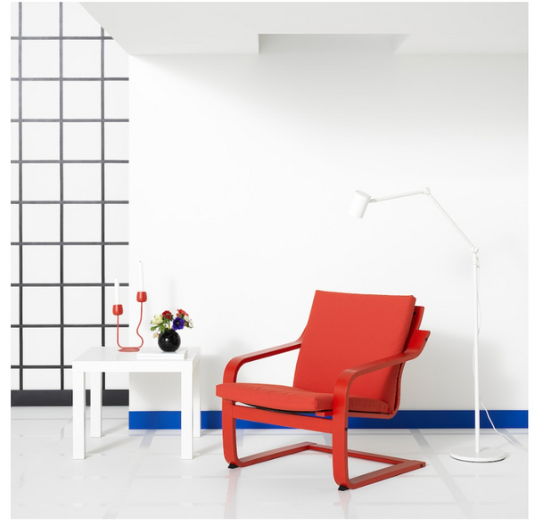 POÄNG Armchair frame with low back, red stained