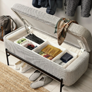 VALTORP Bench, with storage/Viarp beige/brown, 103 cm