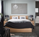 MALM Bed frame, high, white stained oak veneer, 180x200 cm/MALM bedside drawer, white stained oak veneer, 200 cm, 2 pack