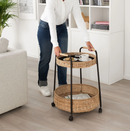 LUBBAN side table on castors, rattan-anthracite