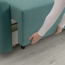 BRISSUND 3-seat sofa-bed with chaise longue, Hakebo light turquoise