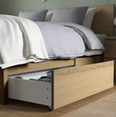 MALM Bed frame, high, white stained oak veneer, 180x200 cm/MALM bedside drawer, white stained oak veneer, 200 cm, 2 pack