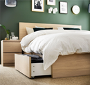 MALM Bed frame, high, white stained oak veneer, 180x200 cm/MALM bedside drawer, white stained oak veneer, 200 cm, 2 pack