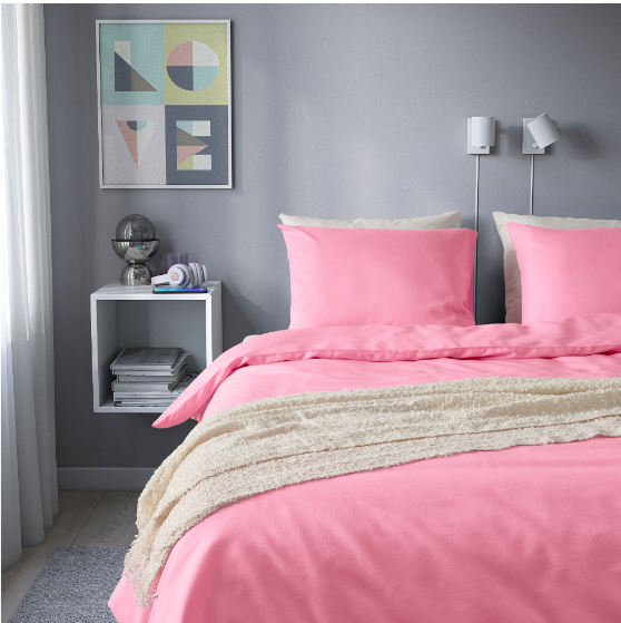 PILTANDVINGE Duvet cover and pillowcase, light pink, 150x200/50x60 cm