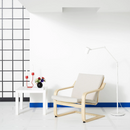 POANG Armchair frame with low back, birch veneer with cushion, Katorp ecru-beige