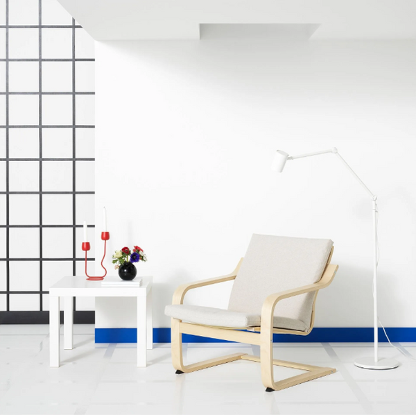 POANG Armchair frame with low back, birch veneer with cushion, Katorp ecru-beige