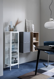 BAGGEBO Glass-door cabinet, metal/white, 34x30x116 cm