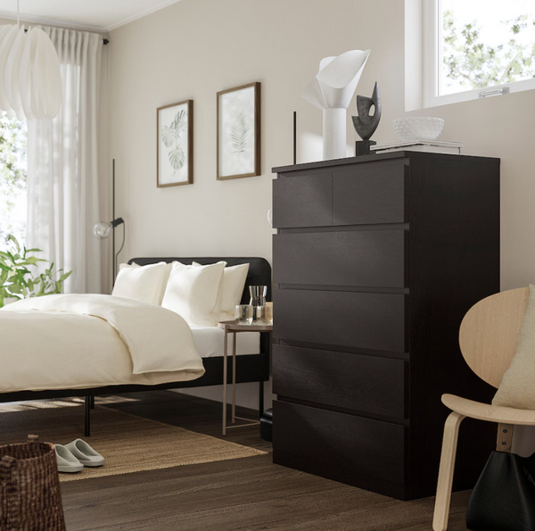MALM Chest of 6 drawers, black-brown, 80x123 cm