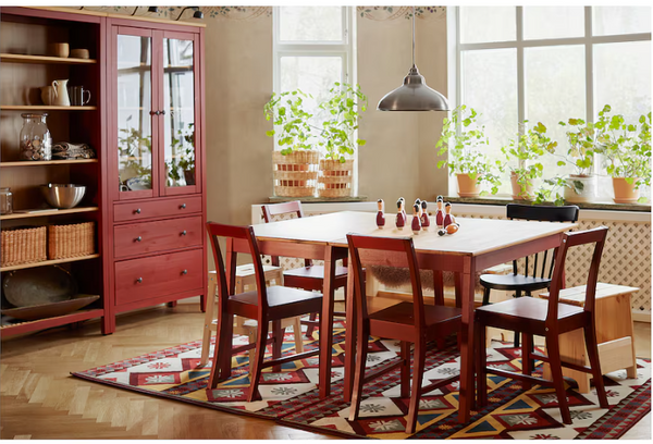 PINNTORP Table, light brown stained/red stained, 125x75 cm
