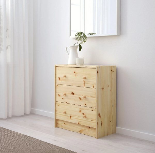 RAST chest of 3 drawers, pine, 62x70 cm