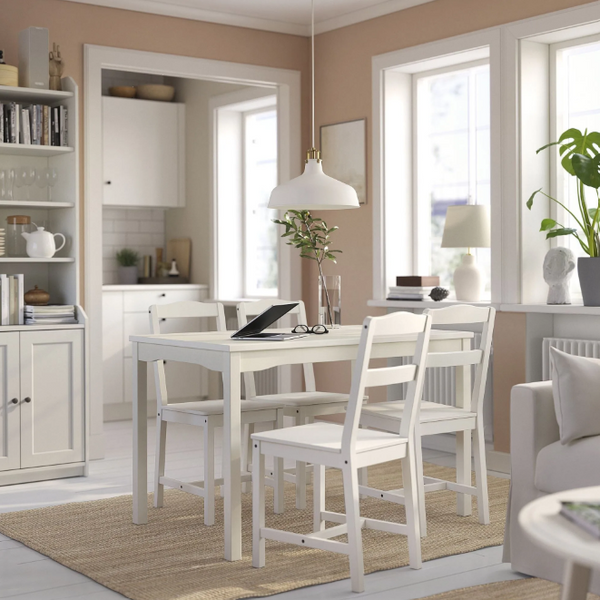 HAUGA kitchen table, white, 118x74 cm, seats 4