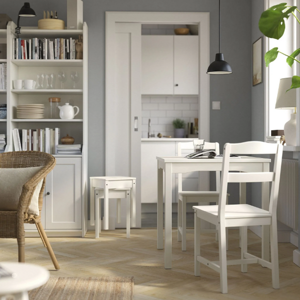 HAUGA kitchen table, white, 74x74 cm, seats 2