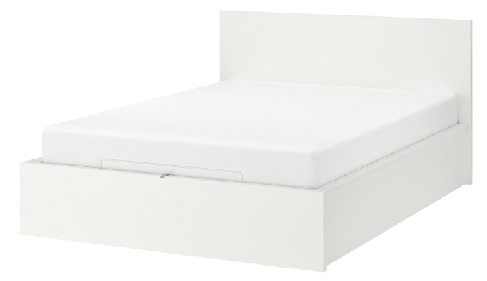 MALM double bed base, white, 180x200 cm, with base