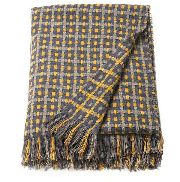 FLIKBRUNÖRT Throw, check pattern, 130x170 cm