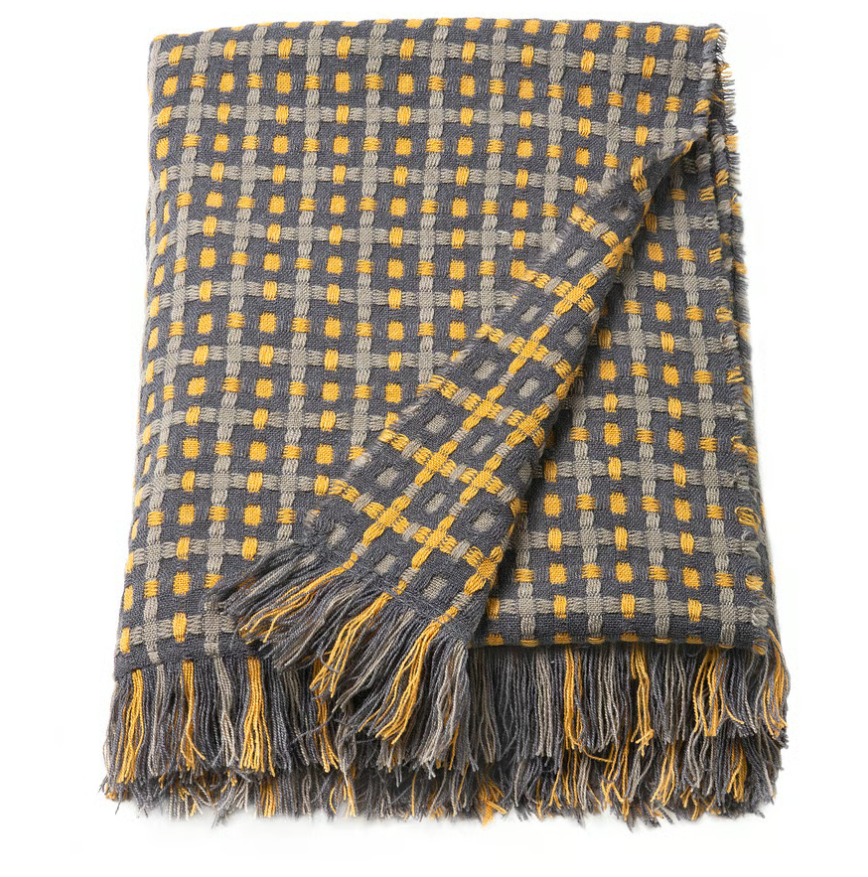 FLIKBRUNÖRT Throw, check pattern, 130x170 cm
